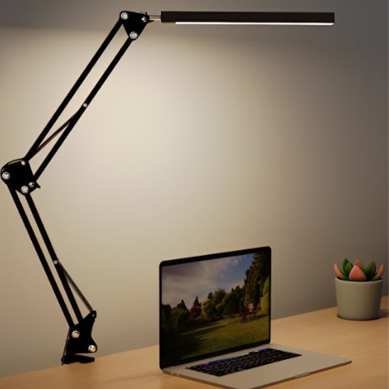 lampe de bureau design couleur noir lumiere ordinateur