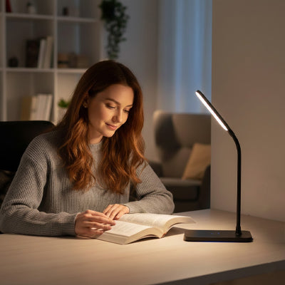 ambiance chaleureuse detente sourire lumineuse lampe de bureau a led