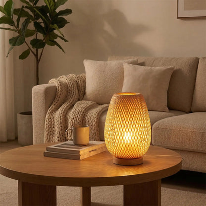 ambiance detente livres tasse lumiere lampe a poser en rotin