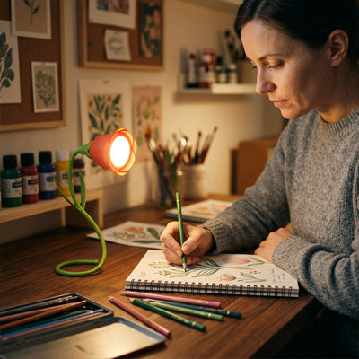 artiste productive lumiere diffuse dessin lampe led de chevet