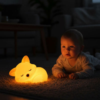 bebe rampe lumiere chaude renard endormi veilleuse bebe garcon