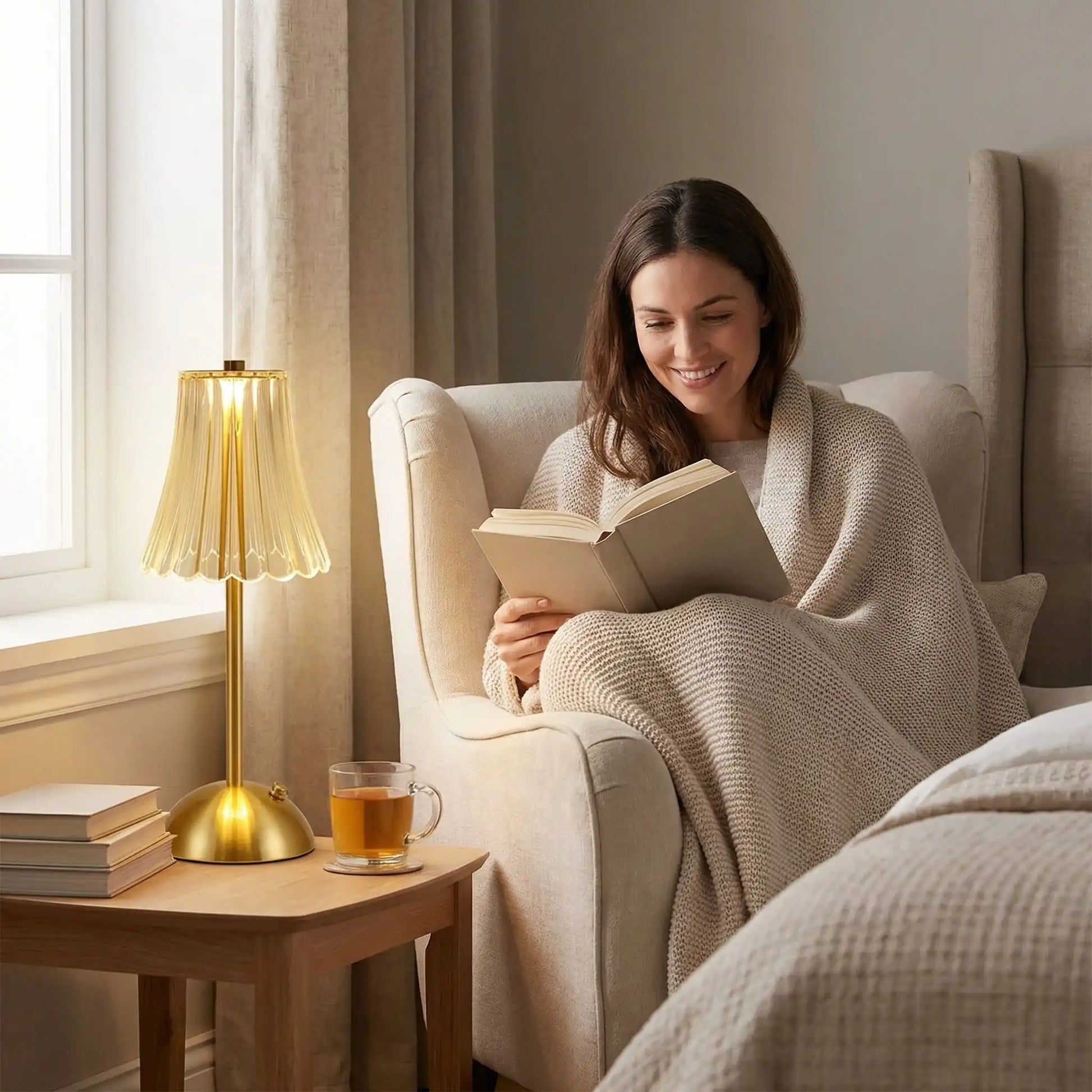 chambre femme couverture livre lampe led a poser