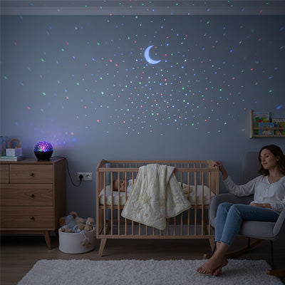 clair de lune mere relaxee bebe endormi veilleuse etoile bebe