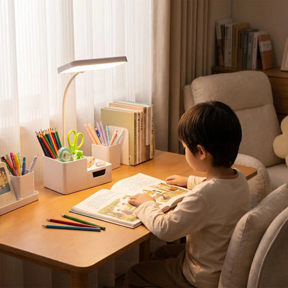 coin bureau petit bonhomme compartiment organisateur lampe bureau enfant blanc