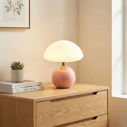 couleur rose lampe de chevet champignon