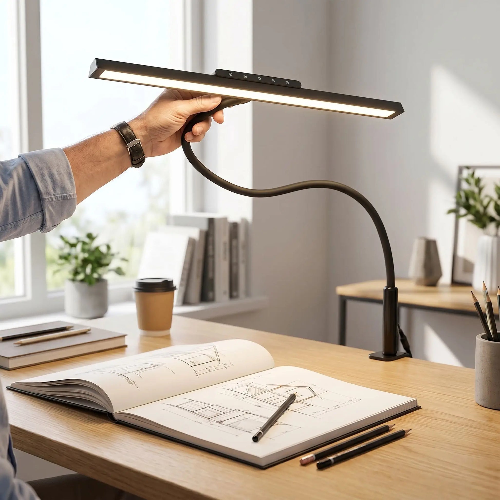 environnement travail serein col flexible projet lampe de bureau articulee
