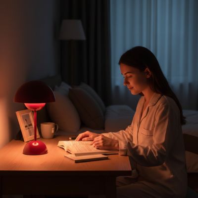 etudiante chambre bureau concentree lampe a poser pour salon