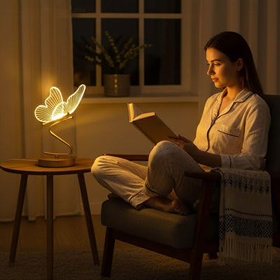 femme detente lumiere lampe a poser