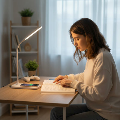 femme eclairage large base stable lampe de bureau a led
