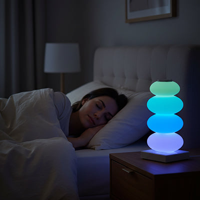 femme endormie douceur lampe de chevet tactile