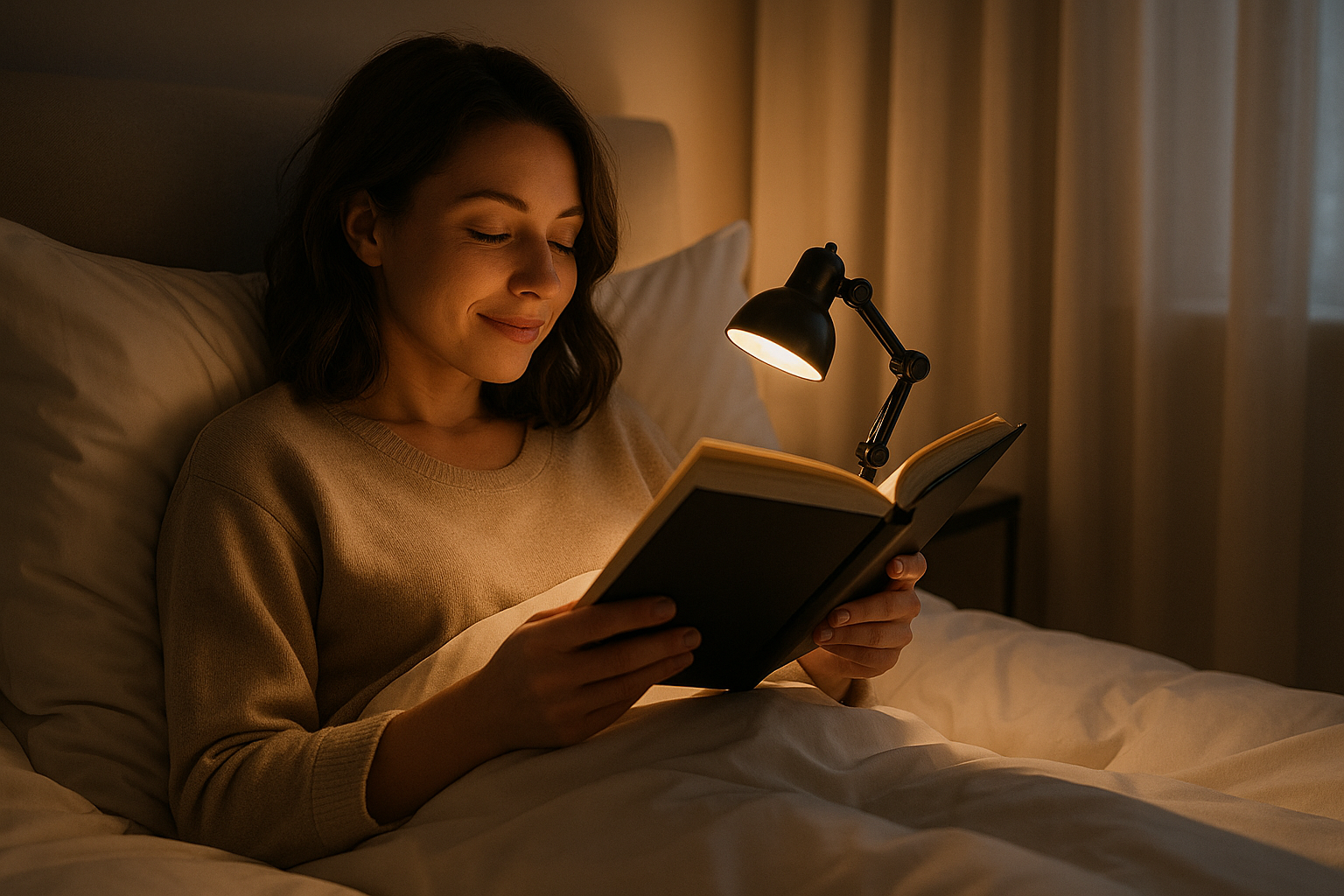 femme lecture passionnee lampes de lecture au lit