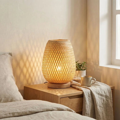 fibres tresses manuellement lampe a poser en rotin