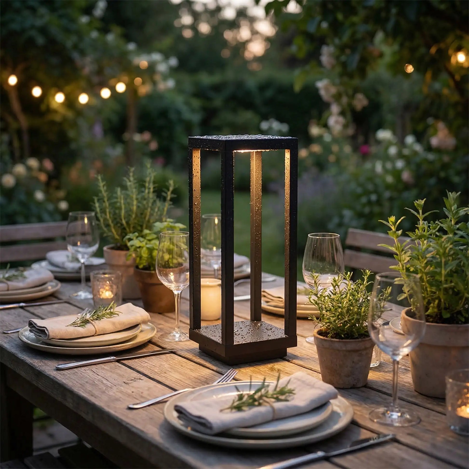 goutelletes metal noir ambiance magique lampe a poser noire