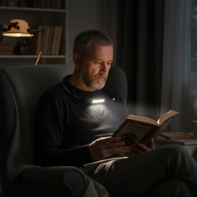 homme confortable fauteuil lampe de lecture