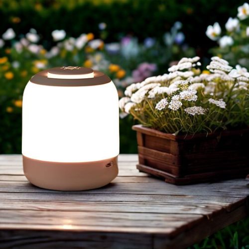 jardinet table bois fleurs lumiere lampe de chevet sans fil