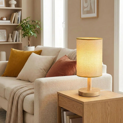 lampe a poser en bois jaune lin