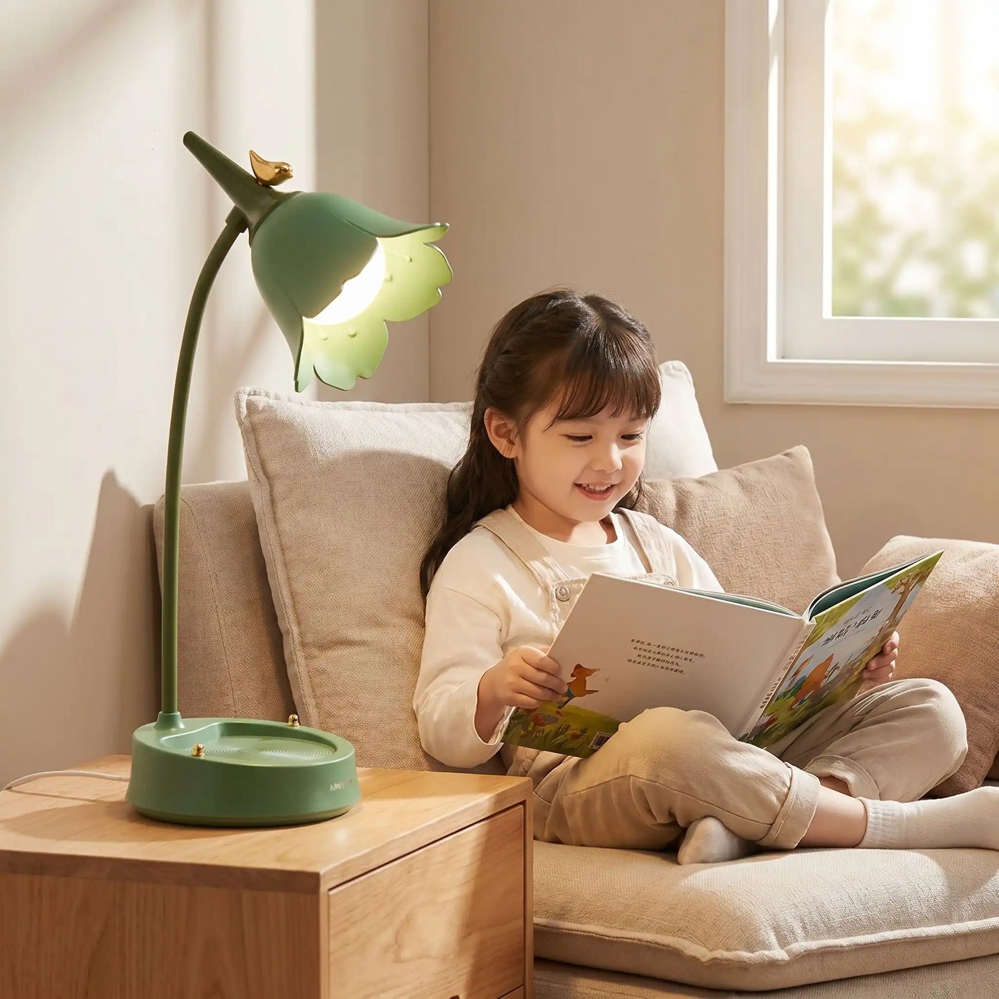 lampe de bureau fille couleur vert coin lecture petite fille