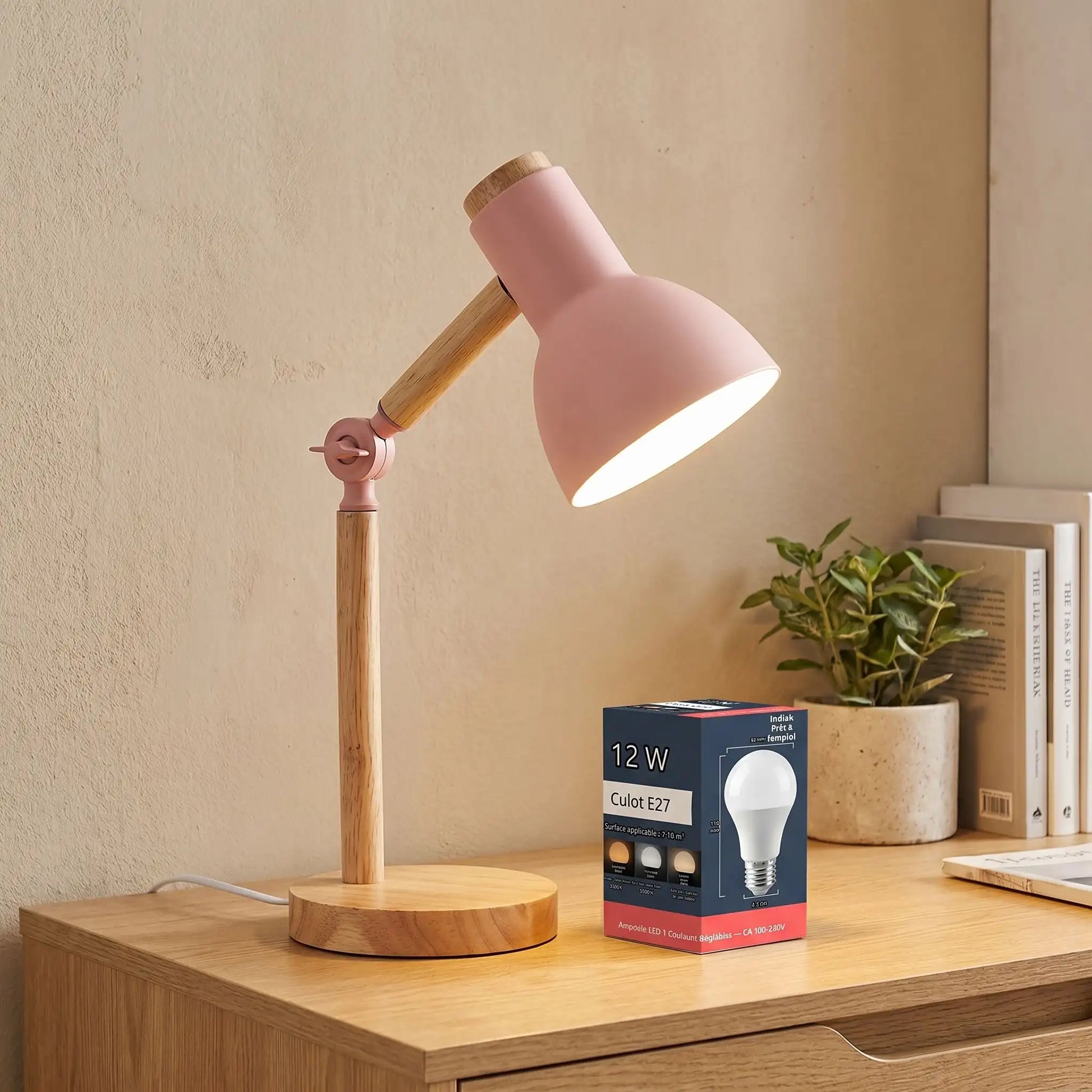 lampe de bureau rose pack ampoule inclus espace travail moderne 