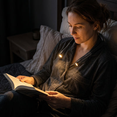 lampe de lecture cou bulle lumineuse main tourne pages liberte