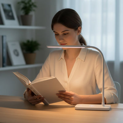 lumiere adaptee femme lecture lampe de bureau a led