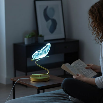 lumiere bleu cyan femme chambre lampe a poser