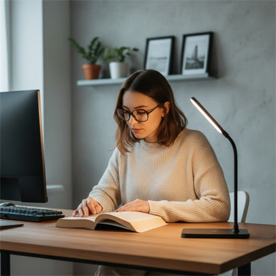 lumiere confort visuel femme lecture lampe de bureau a led