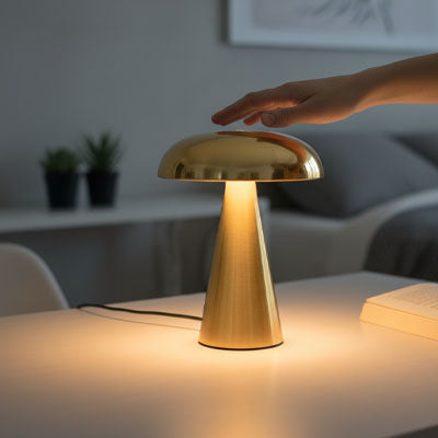 main effleure dome lampe moderne a poser