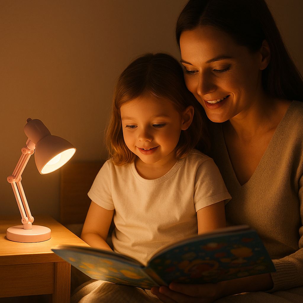 maman fillette histoire lumiere lampes de lecture au lit