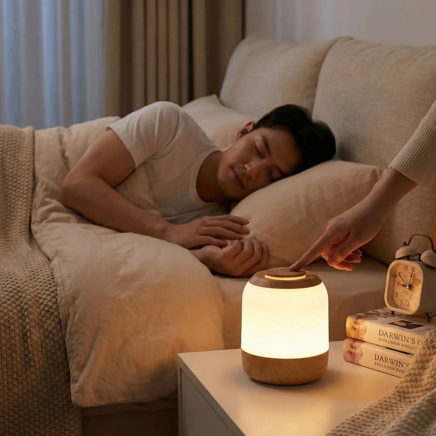 mari dort tranquille aucun bruit lampe de chevet sans fil
