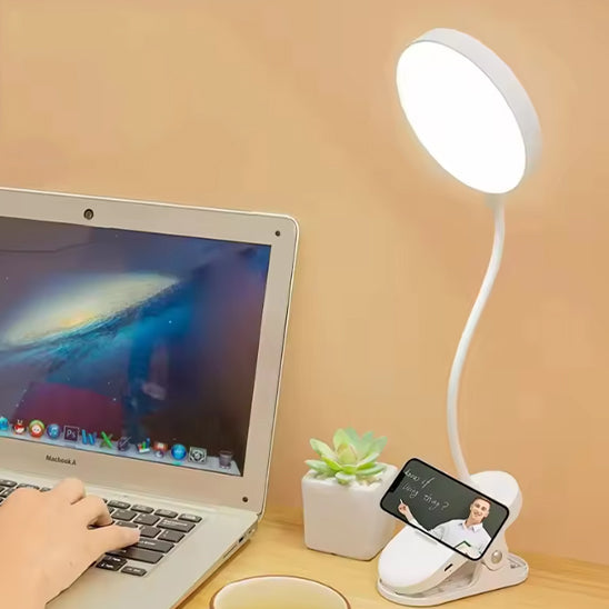 ordinateur main tapote lumiere blanche lampe de bureau a pince