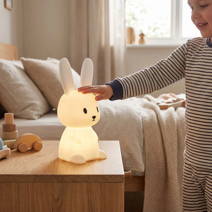 petit garcon change seul couleur amusement veilleuse lapin