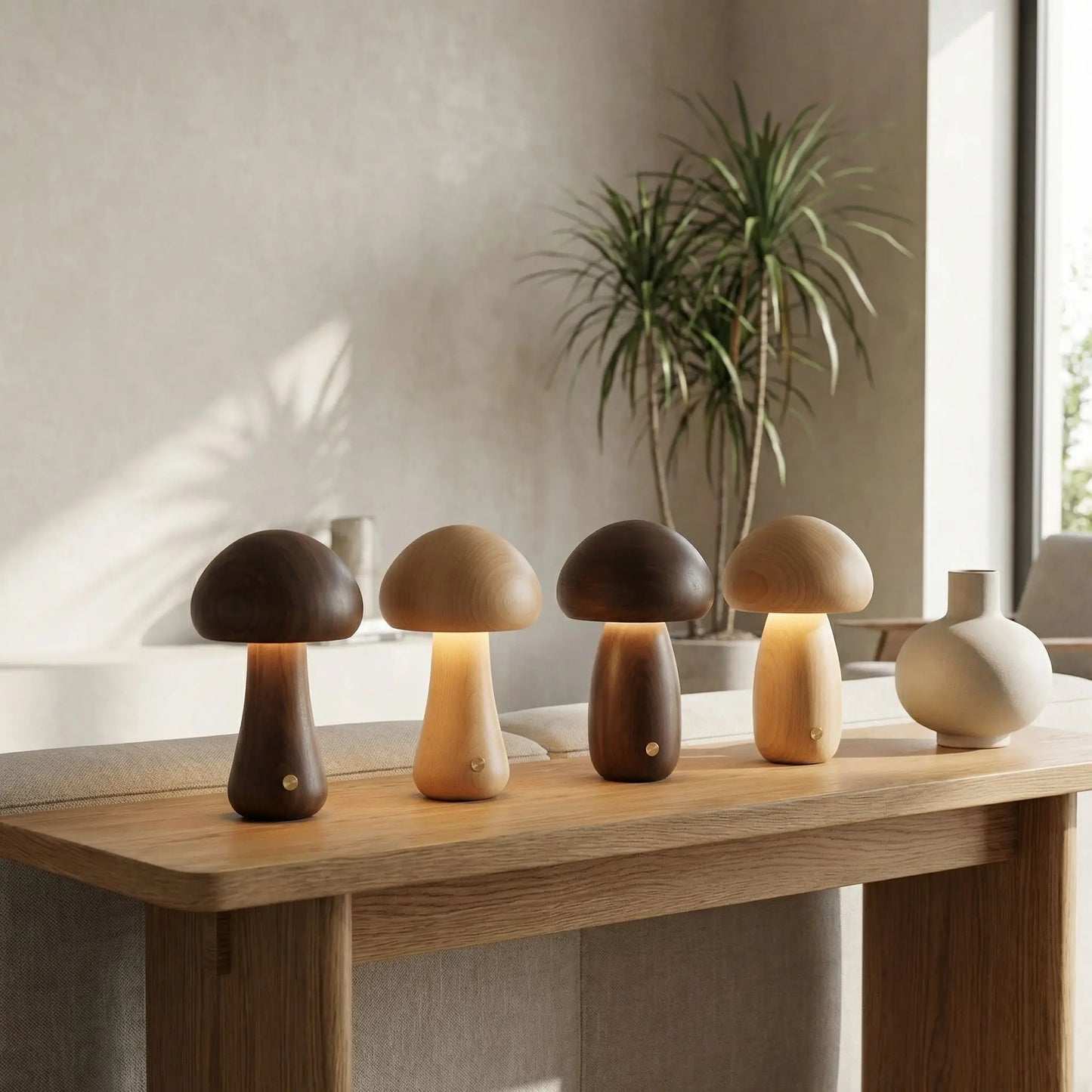 plante verte console dispose quatre lampe a poser