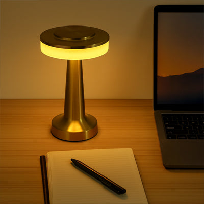plateau plat diffusion lumiere large lampe de chevet dore