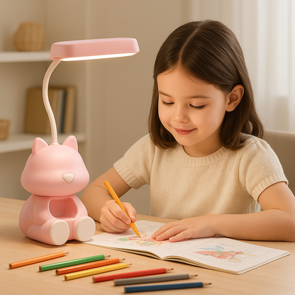 princesse heureuse espace joyeuse chaton rose lampe de bureau