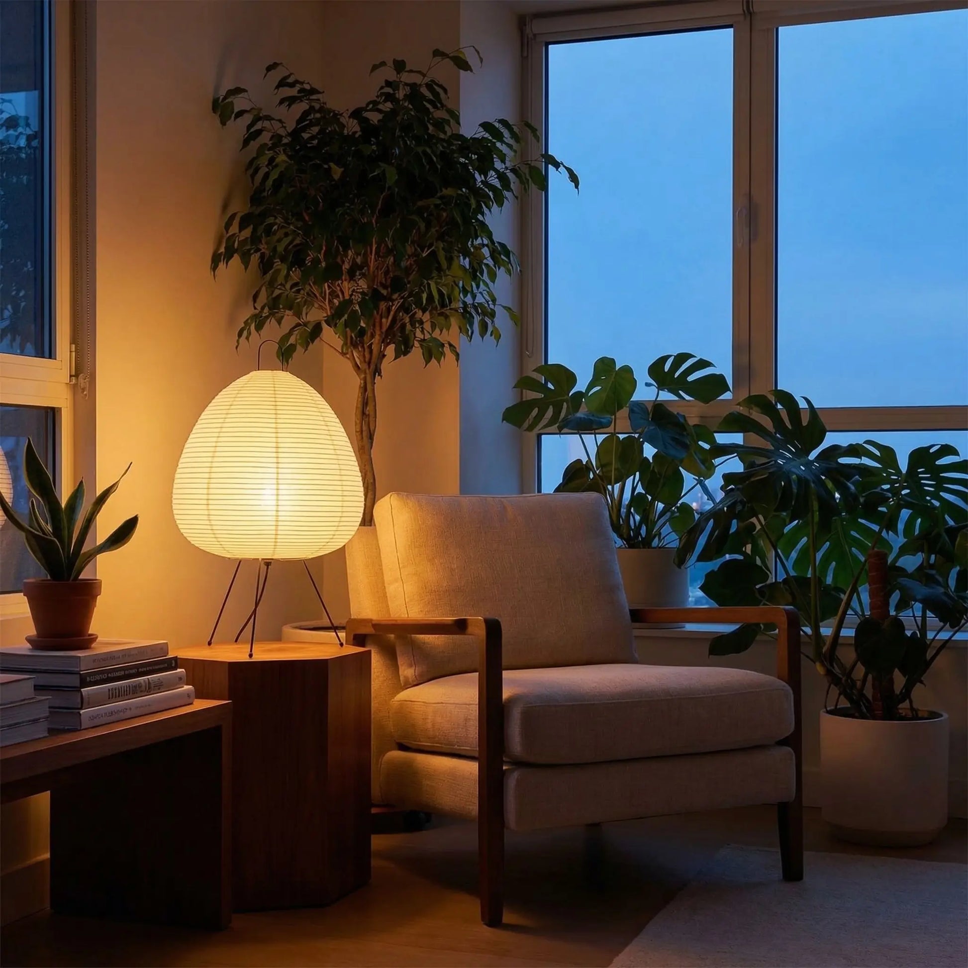 salon cosy lumiere havre de paix grande lampe a poser