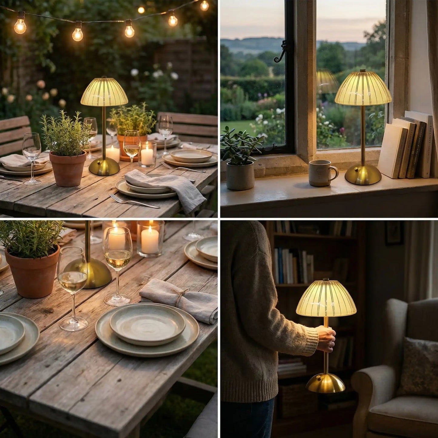 table bord fenetre jardin lampe led a poser