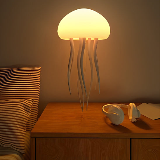 table nuit casque audio blanc tentacules fluides lampe de chevet