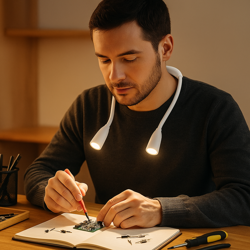 travail homme concentre lampes de lecture