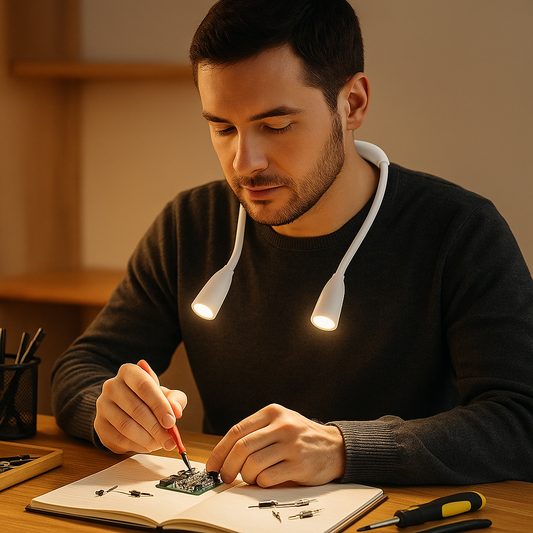 travail homme concentre lampes de lecture