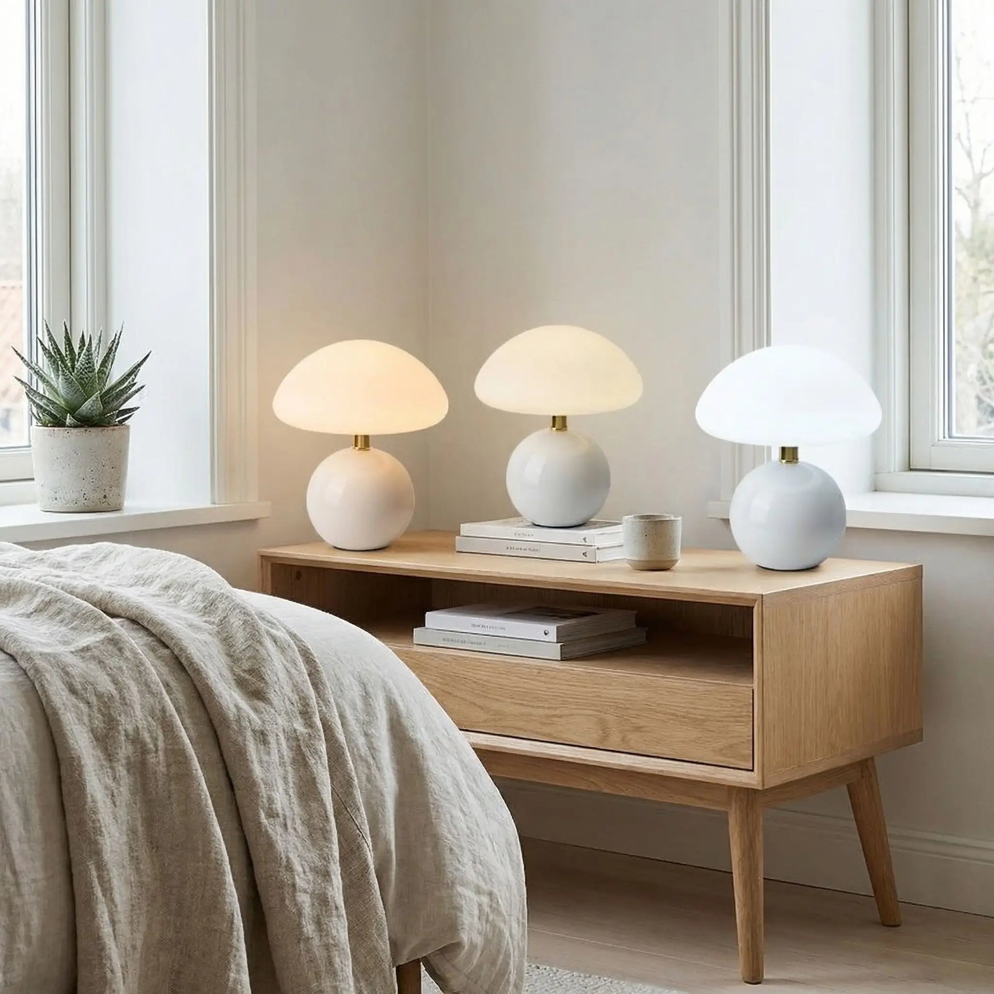 trois lampes trois temperatures zenitude lampe de chevet champignon